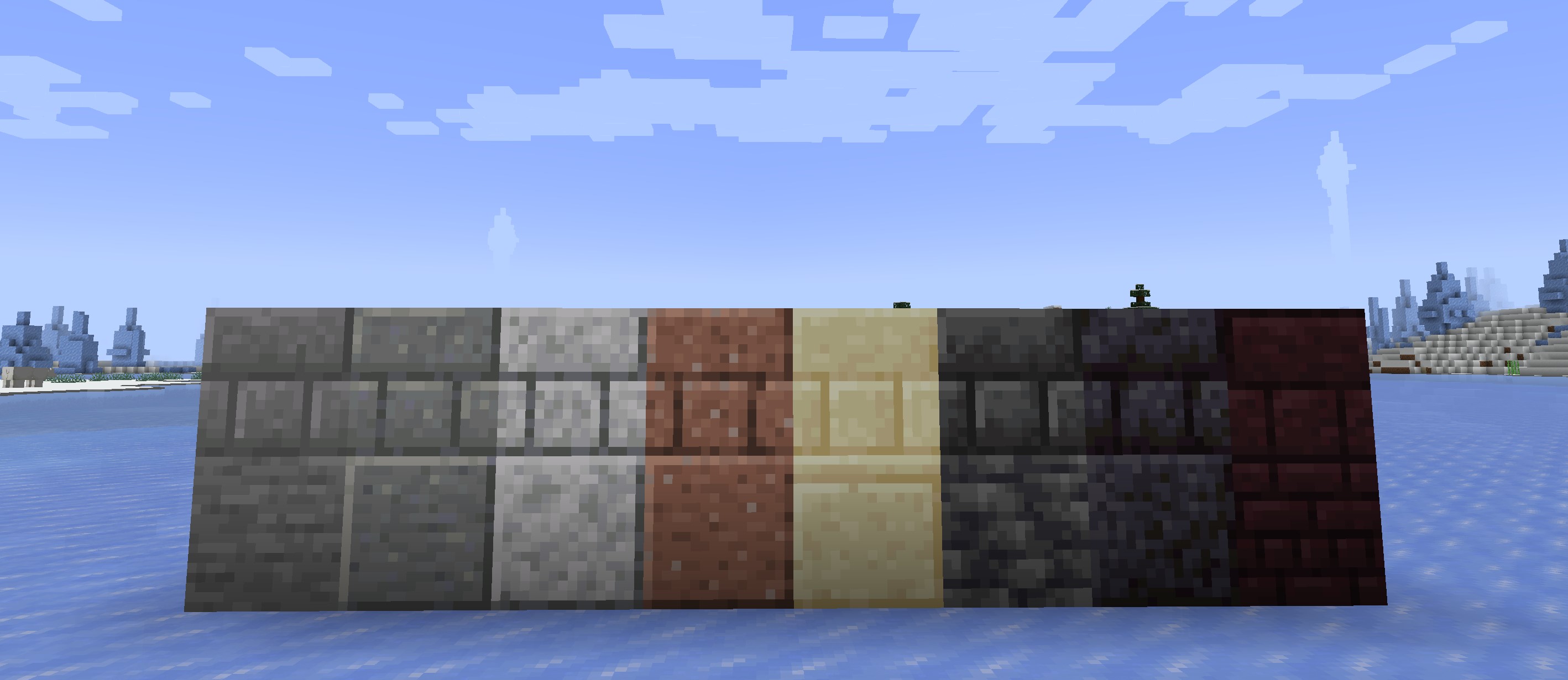 A showcase of some of the castle brick variants found in the mod.